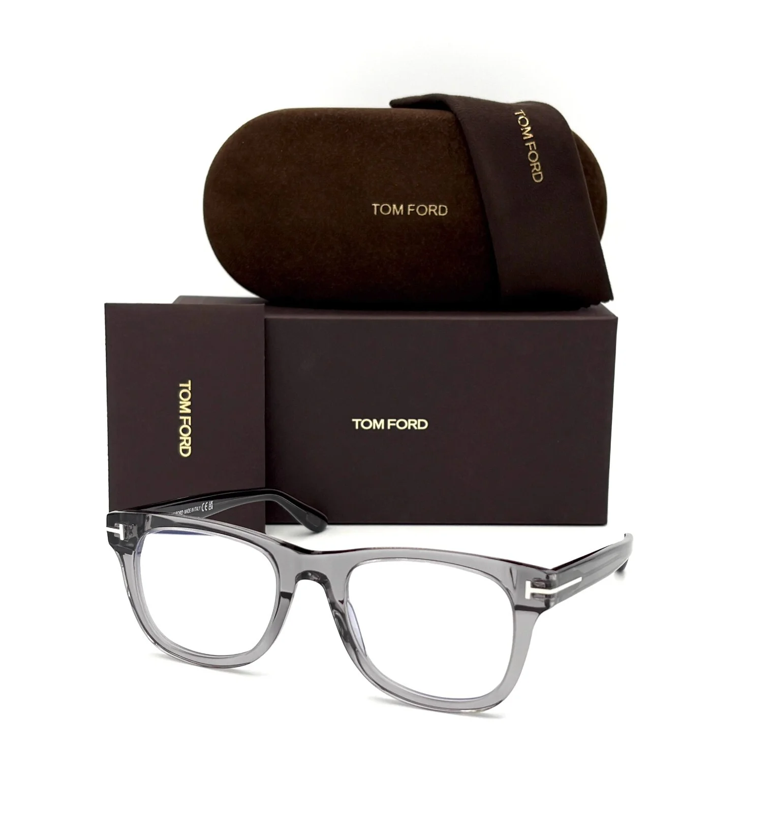 Tom Ford FT5820 020 Crystal Gray / Blue Block 50mm Eyeglasses TF5820